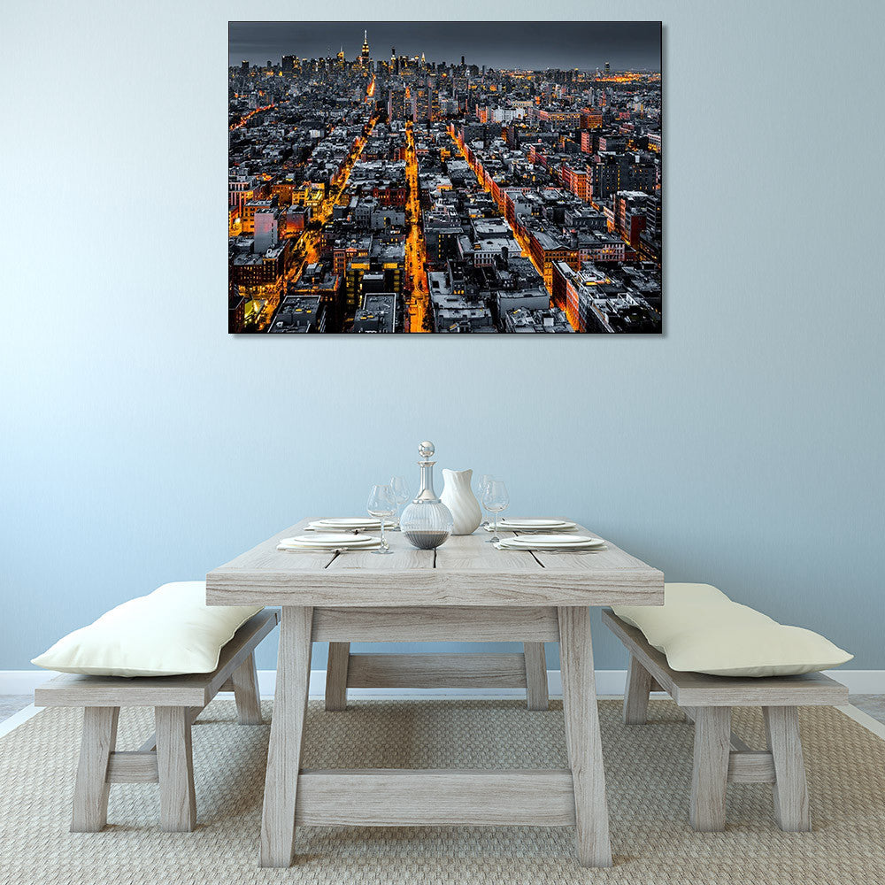 New York City at Night Wall Print on the wall