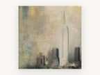 Gilded Empire Haze, empire state building gold mist artwork, city canvas wall art print, front view
