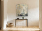Gilded Chrysler Haze city canvas print on the wall of a hallway