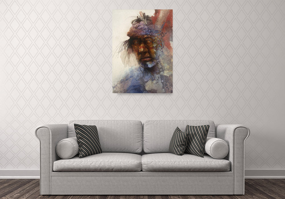 Native Indian Man Wall Art Print on the wall