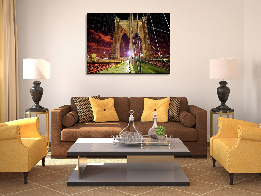 Brooklyn Bridge at Night Wall Print on the wall