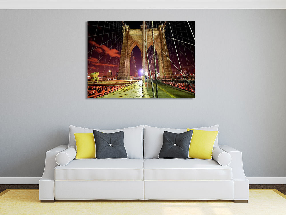 Brooklyn Bridge at Night Wall Print on the wall