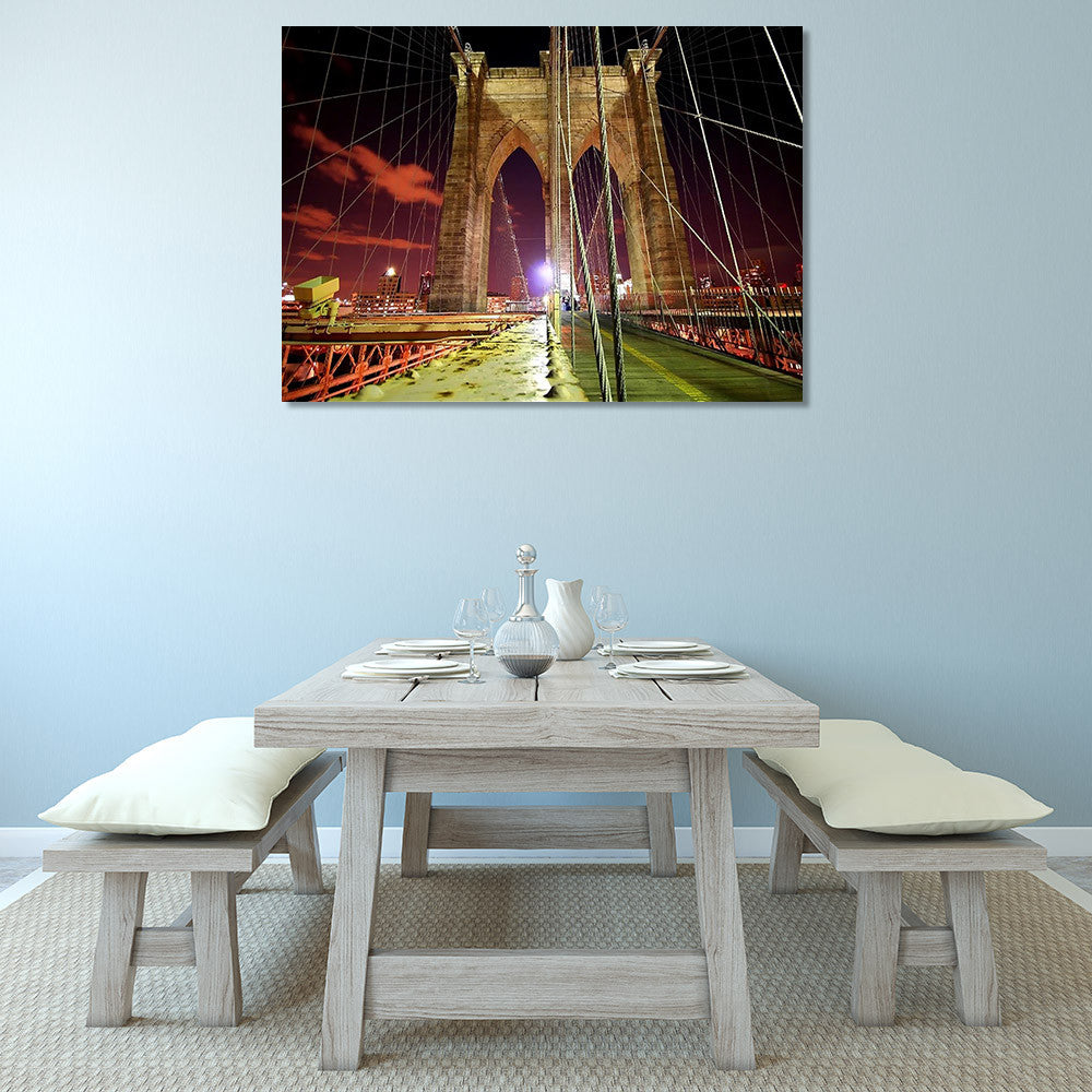 Brooklyn Bridge at Night Wall Print on the wall