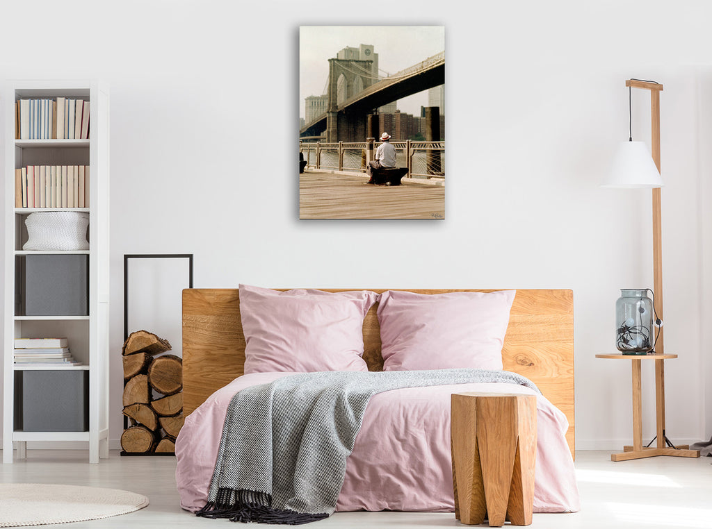 New York Man at the Brooklyn I Wall Art Print on the wall