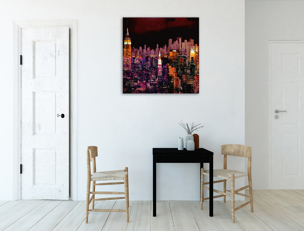 New York by Night Wall Art Print on the wall