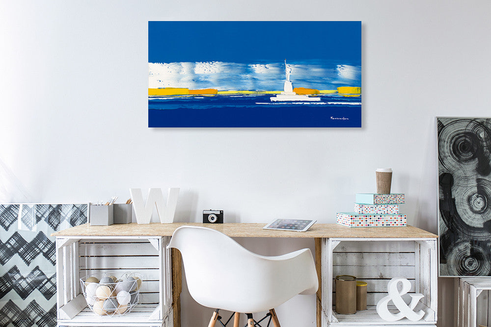  New York in Blue Wall Art Print on the wall