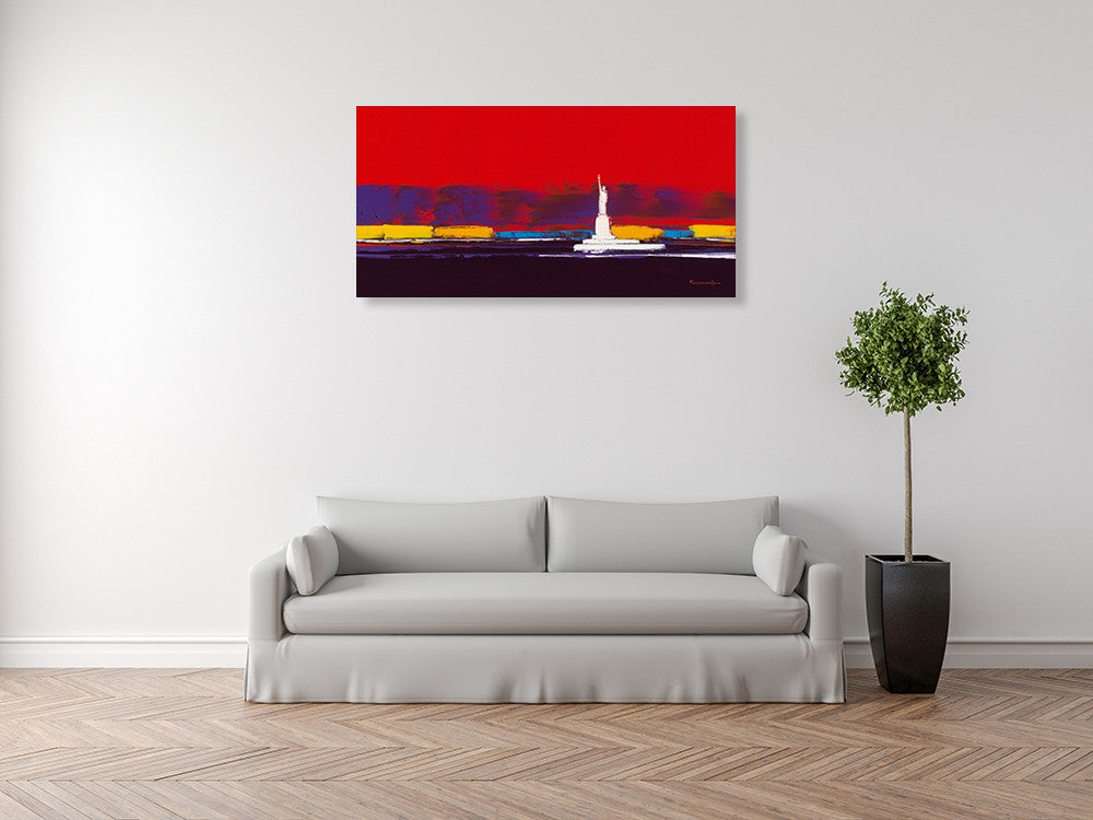 New York in Red Wall Art Print on the wall