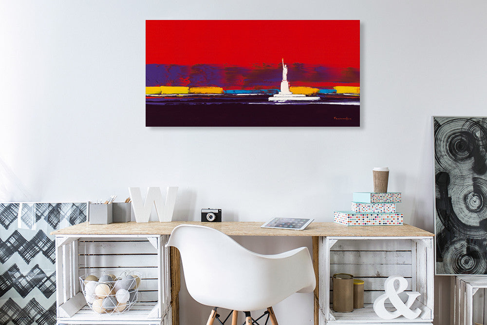 New York in Red Wall Art Print on the wall