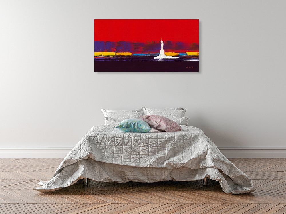 New York in Red Wall Art Print on the wall