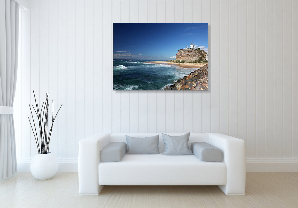 Australia Nobbys Lighthouse Wall Art Print on the wall