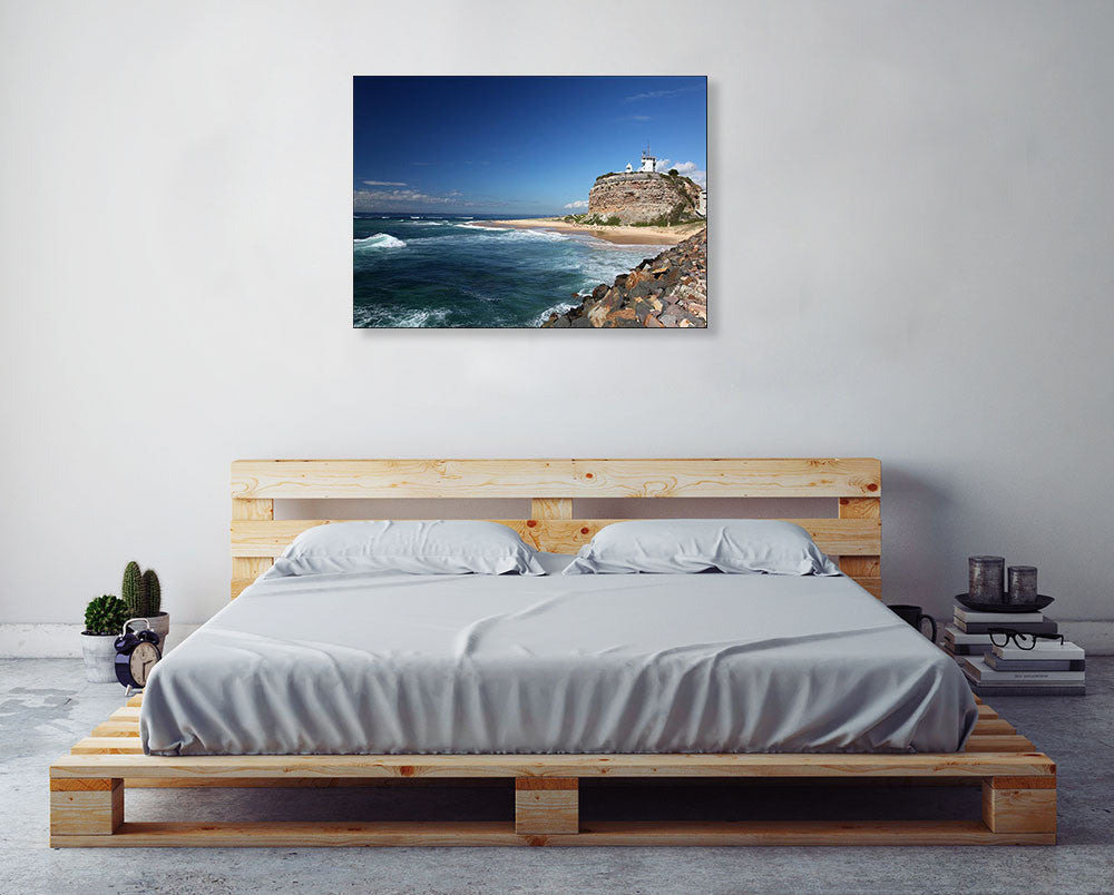 Australia Nobbys Lighthouse Wall Art Print on the wall