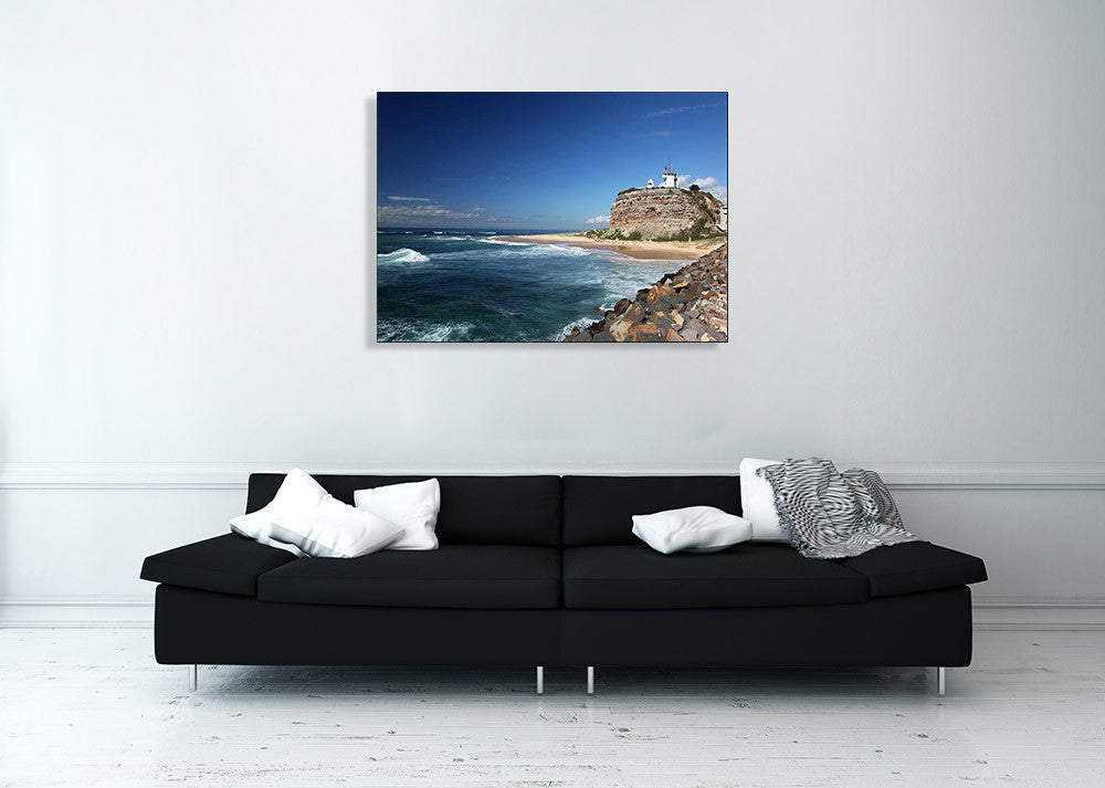 Australia Nobbys Lighthouse Wall Art Print on the wall