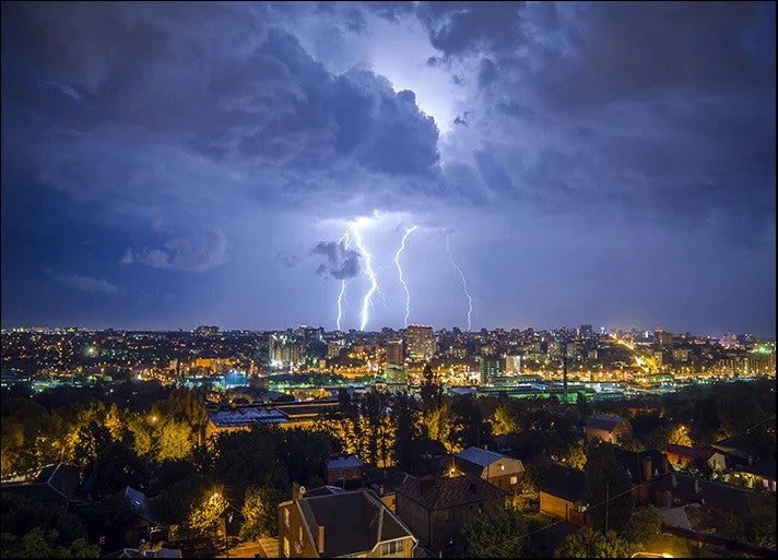 Night City Lightning Wall Art Print 