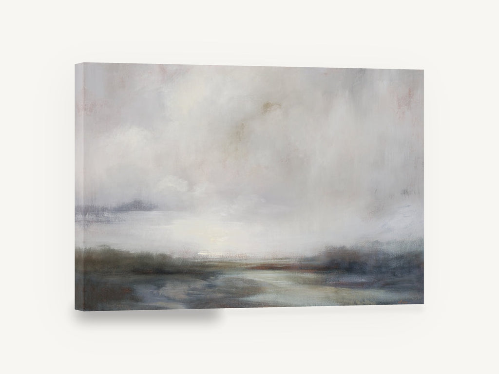 Pale Marsh Light, misty marsh landscape painting style, landscape canvas wall art print ready to hang