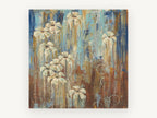 Cream Blooms in Rust Rain, floral canvas wall art print, front view