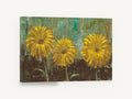 Three Golden Blooms, yellow flowers textured abstract painting, floral canvas wall art print ready to hang
