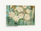 Cream Roses in Teal, white rose textured floral painting, floral canvas wall art print ready to hang