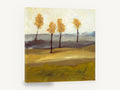 Golden Ridge Sentinels, autumn trees landscape painting, floral canvas wall art print ready to hang