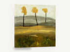 Three Golden Trees, golden autumn trees landscape painting, floral canvas wall art print ready to hang