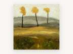 Three Golden Trees, floral canvas wall art print, front view