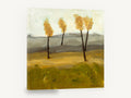 Four Golden Trees, autumn trees landscape painting yellow, floral canvas wall art print ready to hang