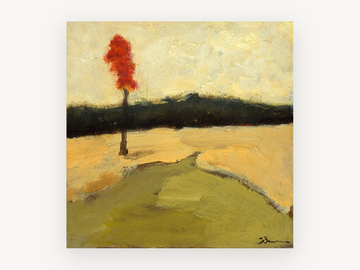 Ember Tree Golden Meadow, floral canvas wall art print, front view