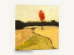 Lone Red Tree, red autumn tree field landscape, floral canvas wall art print ready to hang