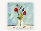 Bright Blooms in Glass, floral canvas wall art print, front view