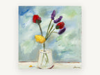 Bright Blooms in Glass, floral canvas wall art print, front view