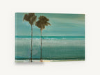 Twin Palms Teal Shore, twin palms teal ocean painting, coastal canvas wall art print ready to hang