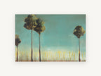 Tall Trees Teal Sky, floral canvas wall art print, front view
