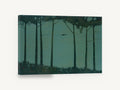 Teal Grove Silhouettes, dark tree silhouettes teal forest, floral canvas wall art print ready to hang