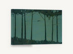 Teal Grove Silhouettes, dark tree silhouettes teal forest, floral canvas wall art print ready to hang