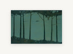 Teal Grove Silhouettes, floral canvas wall art print, front view