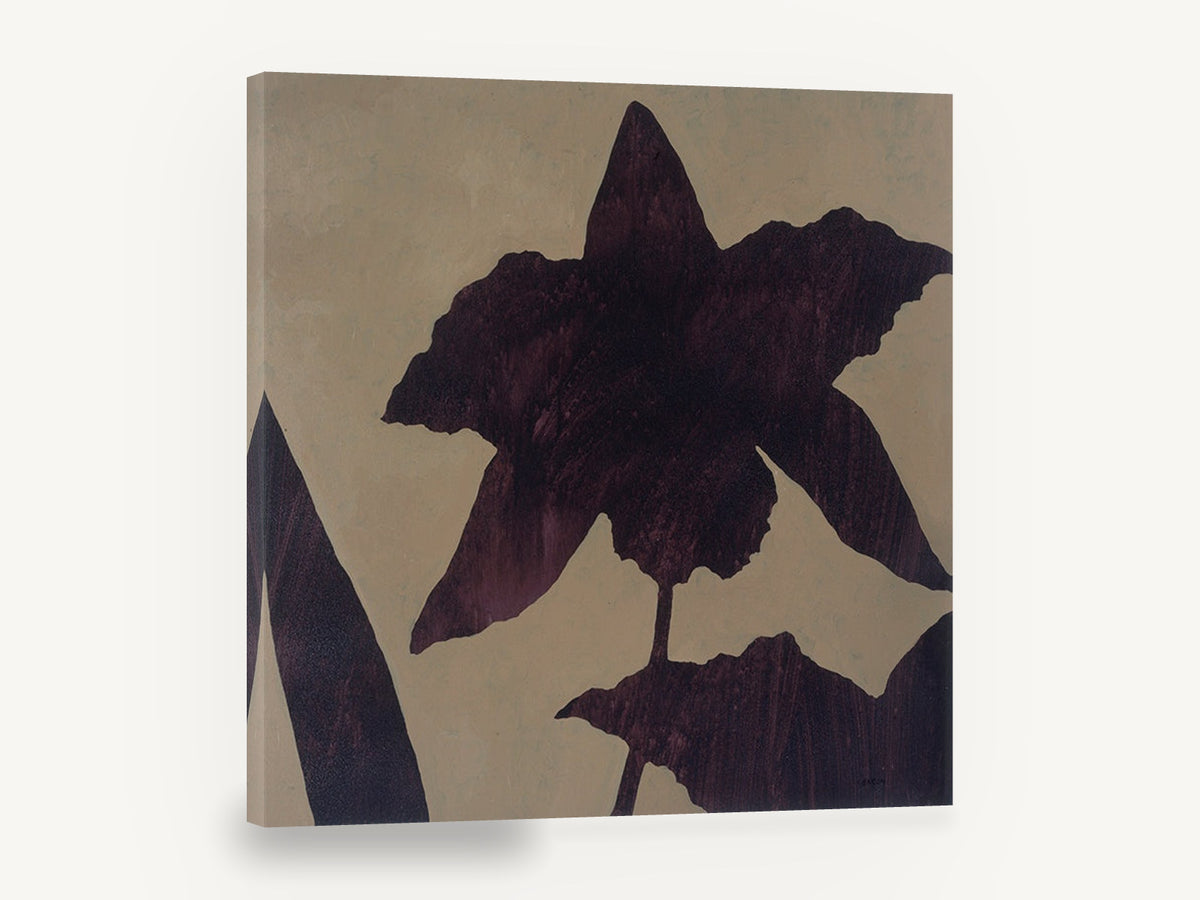 Aubergine Orchid Silhouette, dark orchid silhouette botanical painting, floral canvas wall art print ready to hang