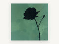 Black Rose Silhouette, floral canvas wall art print, front view