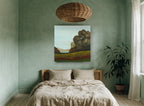 Meadow Beyond the Oaks floral canvas print on the wall of a bedroom