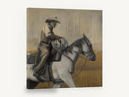 Cowboy on Grey Horse, retro cowboy on horseback western, stretched canvas wall art print ready to hang
