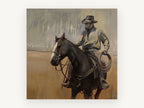 Rider With Lariat, vintage canvas wall art print, front view