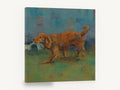 Rope Toy Retriever, golden retriever dog playing art, stretched canvas wall art print ready to hang