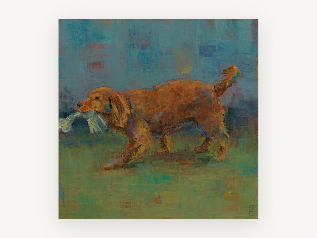 Rope Toy Retriever, vintage canvas wall art print, front view