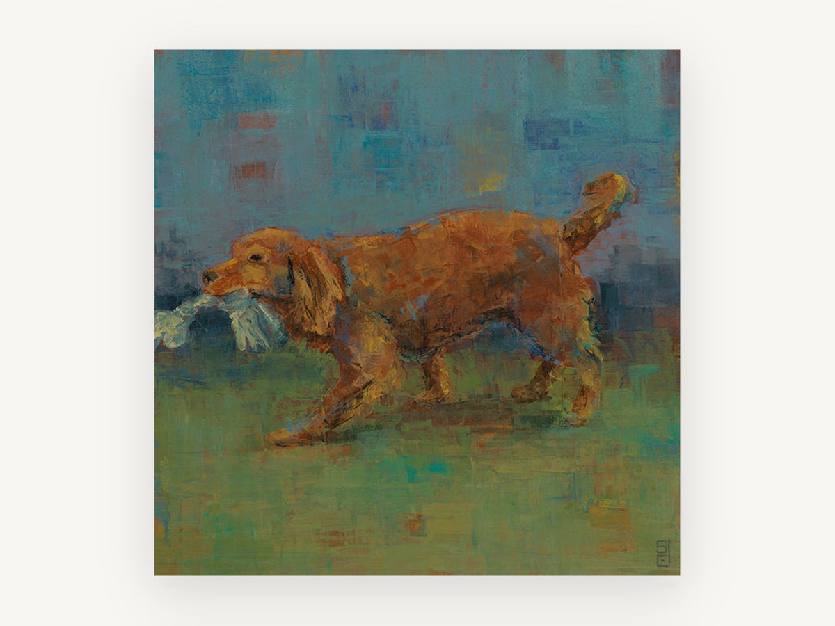 Rope Toy Retriever, vintage canvas wall art print, front view