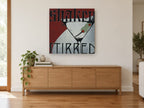 Shaken or Stirred Martini vintage canvas print on the wall of a living room above a sideboard