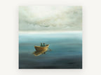 Two in a Rowboat, coastal canvas wall art print, front view