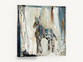 Pale Horse in Motion, abstract horse mixed media artwork, animal canvas wall art print ready to hang