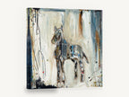 Pale Horse in Motion, abstract horse mixed media artwork, animal canvas wall art print ready to hang