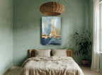 Eiffel Tower Dusk Collage city canvas print on the wall of a bedroom