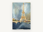 Eiffel Tower Dusk Collage, eiffel tower collage style art, city canvas wall art print, front view