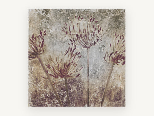 Agapanthus Leaf Shimmer, floral canvas wall art print, front view