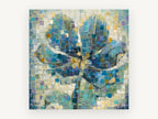 Blue Mosaic Bloom, floral canvas wall art print, front view
